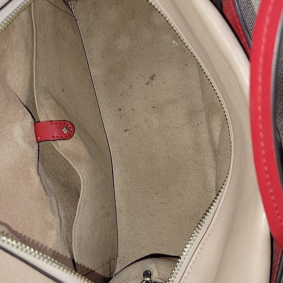 Kate Spade Red and Pink Color-Block Leather Tote  Crossbody Bag - Picture 10 of 16